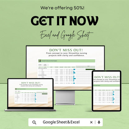 Nursing Gantt Chart Template | Healthcare Project Timeline | Nursing Project Planner | Gantt Chart | Medical Project Tracker