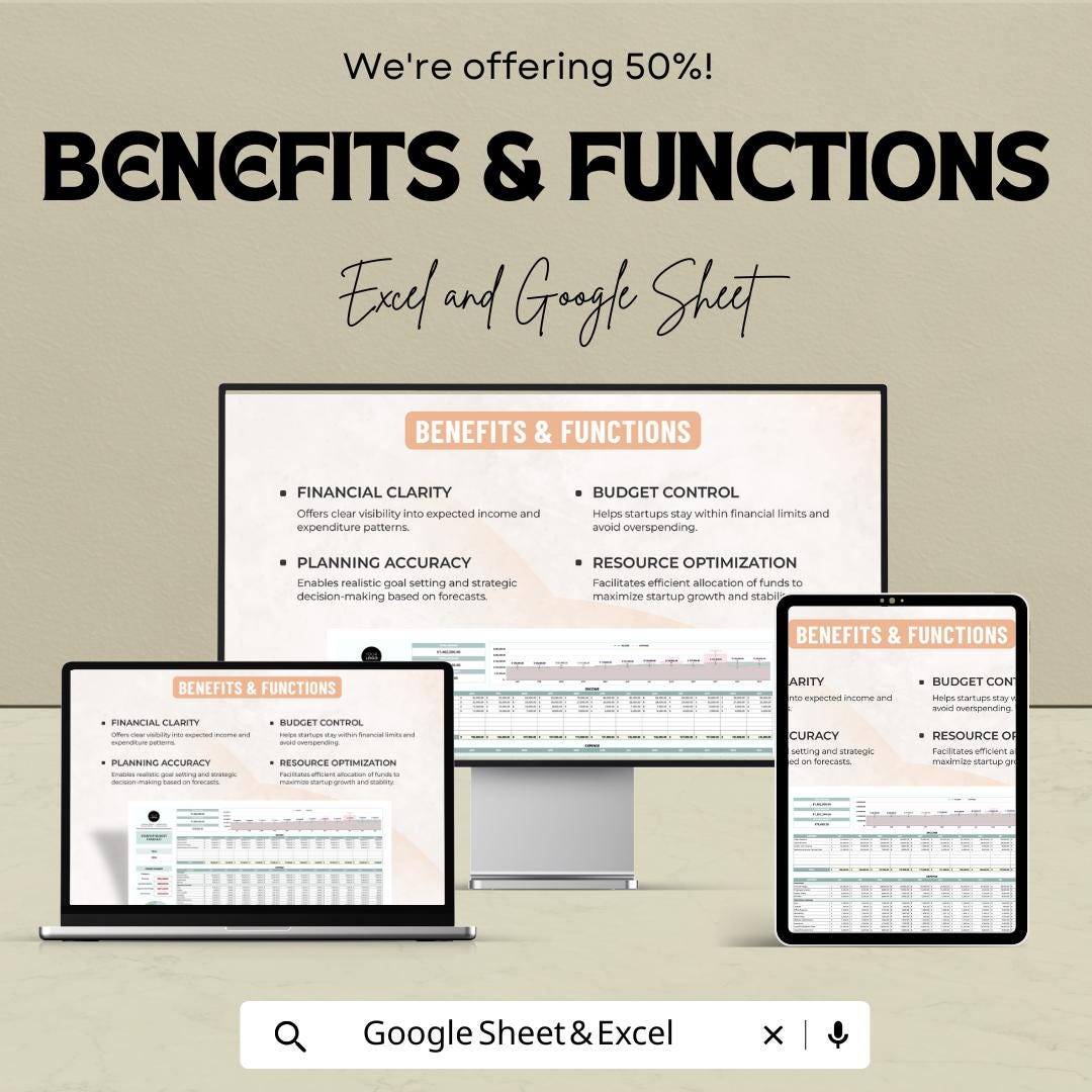Startup Budget Forecast Spreadsheet | Google Sheets & Excel Template | Business Budget Planner | Expense Tracker | Financial Forecast Tool
