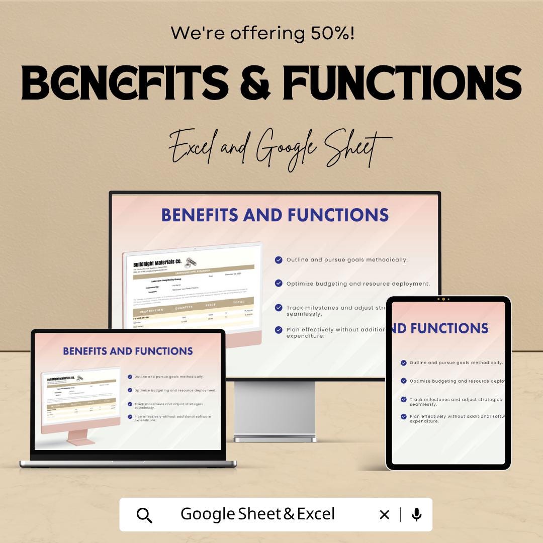 Material Cost Estimate Template | Construction Cost Spreadsheet | Contractor Estimate Template | Project Cost Calculator |