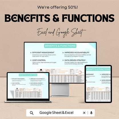 Startup Litigation and Legal Case Tracker Template | Excel & Google Sheets | Legal Case Management, Lawsuit Tracker, Startup Legal Tool