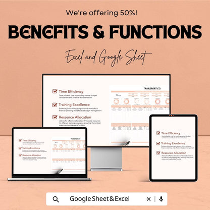 Transport and Logistics Training Budget Spreadsheet Template | Excel & Google Sheets | Training Cost Planner | Logistics Budget Tracker |