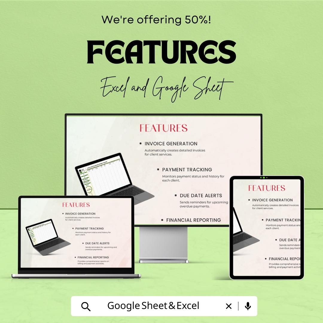 Legal Client Billing and Payment Tracker Template | Law Firm Invoice & Payment Tracking Spreadsheet | Excel and Google Sheets