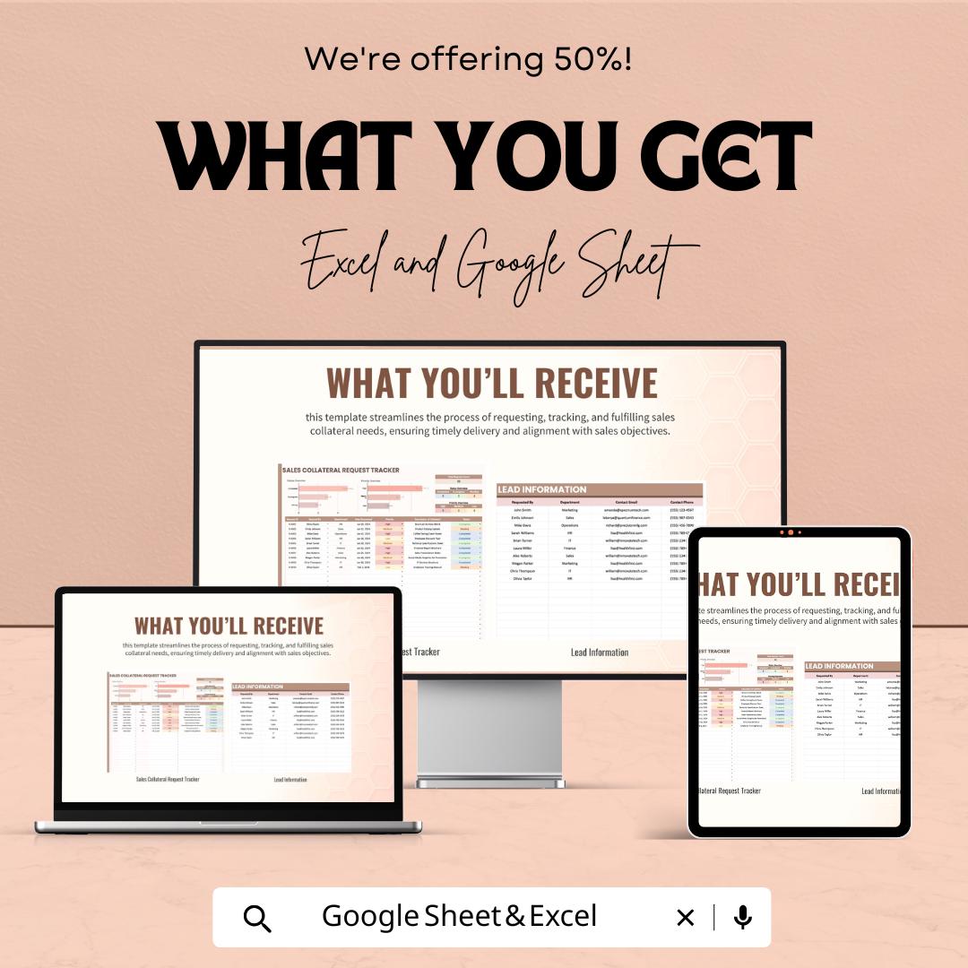Sales Collateral Request Tracker Sheet | Sales Collateral Management | Excel & Google Sheets | Efficient Request Tracking Template