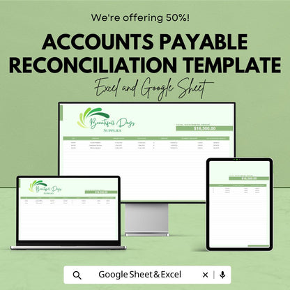 Accounts Payable Reconciliation Template | Vendor Reconciliation Spreadsheet | Outstanding Balance Tracker