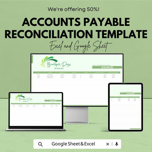 Accounts Payable Reconciliation Template | Vendor Reconciliation Spreadsheet | Outstanding Balance Tracker