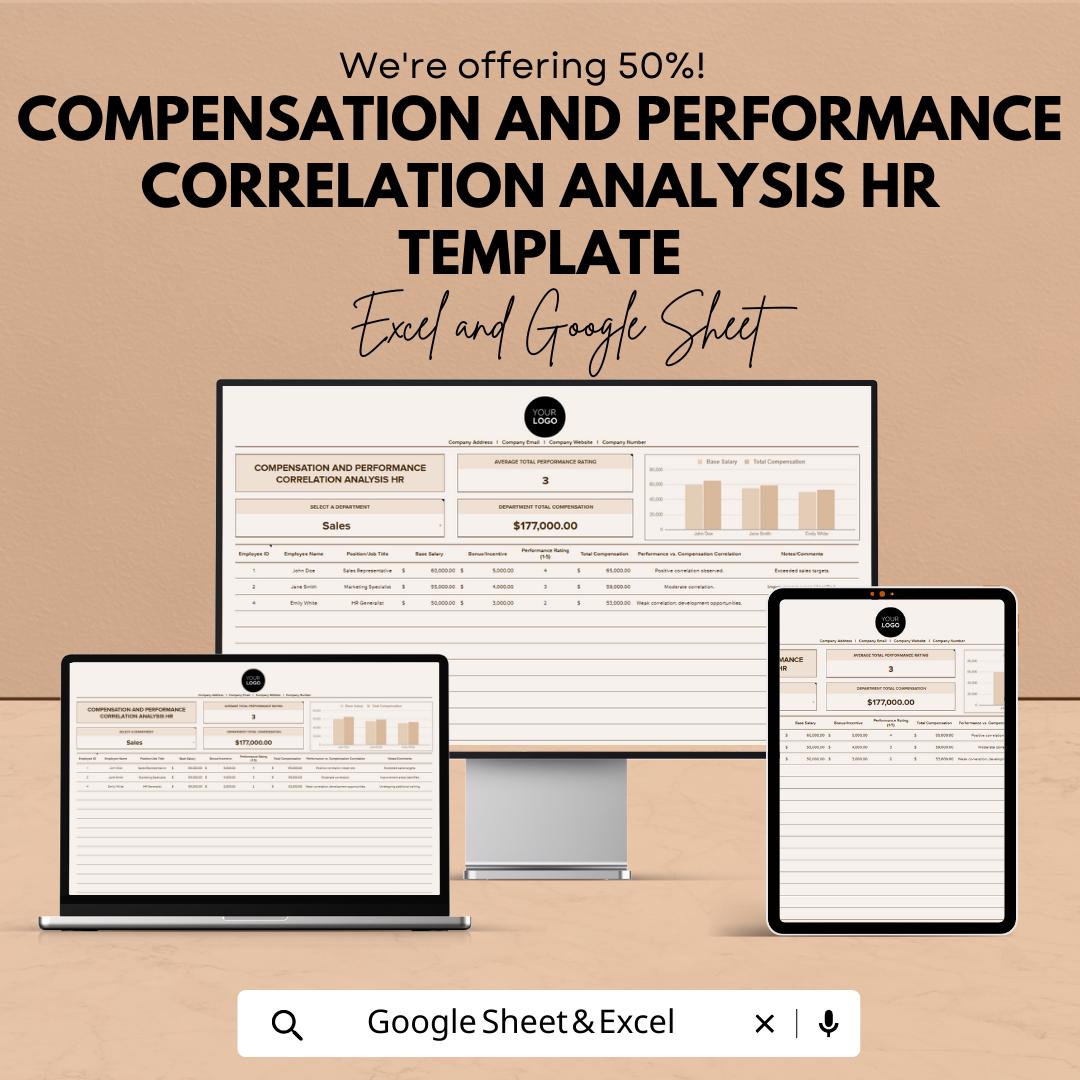 Compensation and Performance HR Template | Salary vs Performance Analysis | HR Analytics Spreadsheet | Excel & Google Sheets