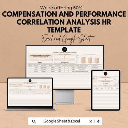 Compensation and Performance HR Template | Salary vs Performance Analysis | HR Analytics Spreadsheet | Excel & Google Sheets