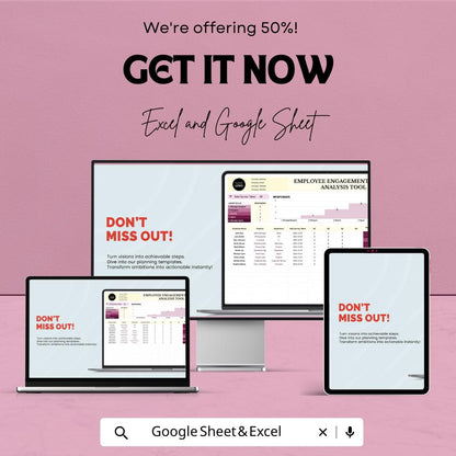 Employee Engagement Survey Analysis Tool | HR Survey Analysis Template | Excel & Google Sheets | Employee Feedback Dashboard