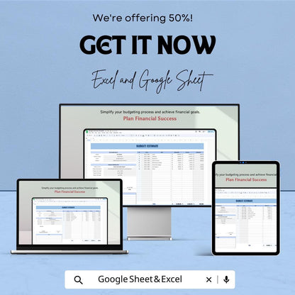Budget Estimate Template | Excel & Google Sheet | Project Cost Estimation Spreadsheet | Editable Budget Planner | Business Expense Tracker