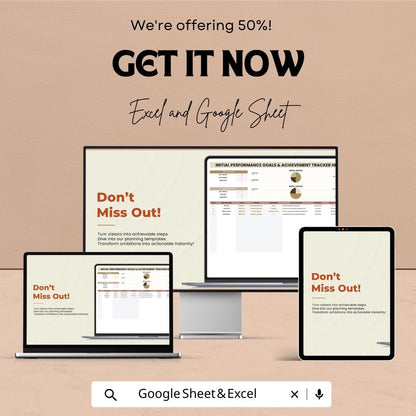 Initial Performance Goals & Achievement Tracker HR Template | Employee Goal Setting Spreadsheet | HR Tracker | Staff Progress Planner