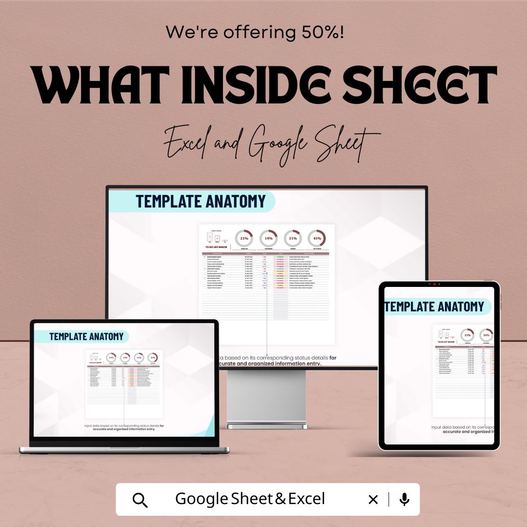 To Do List Planner Sheet - Daily Task Organizer Excel and Google Sheet - Priority Tracker & Scheduling Planner - 2025 Planner Template