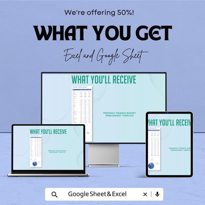 Personal Finance Budget Spreadsheet Template | Google Sheets & Excel | Track Income, Expenses, and Savings | Financial Planning Template