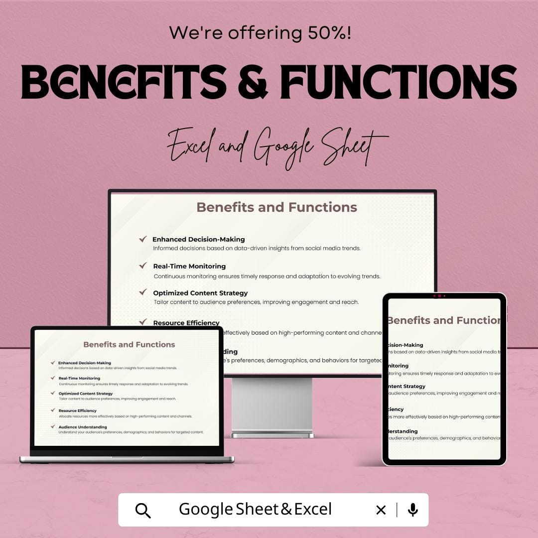 Social Media Analysis Template | Social Media Performance Tracker | Engagement & Growth Analytics Tool