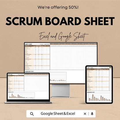 Scrum Board Sheet - Excel & Google Sheets Template for Project Management, Gantt Charts, and Task Tracking