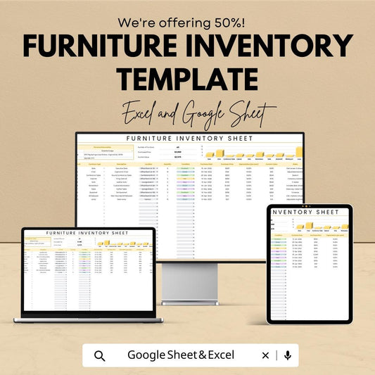 Furniture Inventory Template | Home Asset Tracker Spreadsheet | Furniture Inventory Log | Insurance & Asset Management