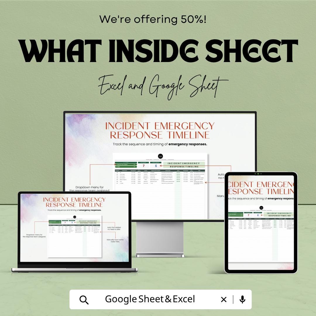 Incident Emergency Response Timeline Template | Emergency Log Tracker | Incident Management Tool | Safety & Crisis Response