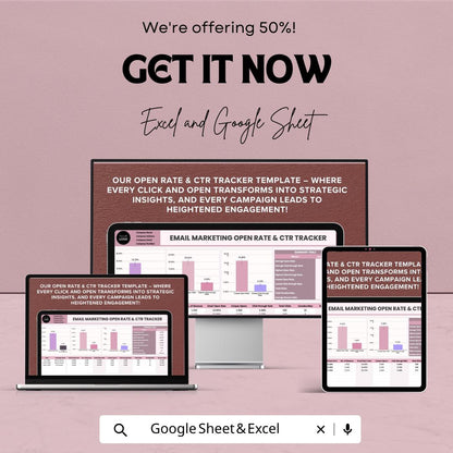 Email Marketing Open Rate and CTR Tracker Template | Email KPIs Dashboard | Click Through Rate Tracking Sheet