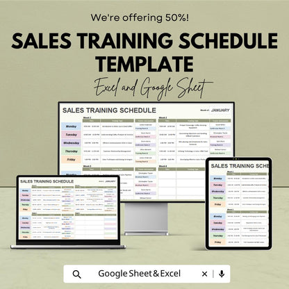 Sales Training Schedule Template | Employee Training Planner | Sales Training Tracker | Staff Training Schedule | Training Plan Template