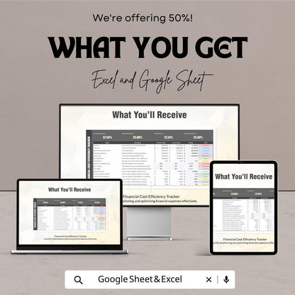 Financial Cost Efficiency Tracker Template | Cost Analysis Spreadsheet | Budget Efficiency Dashboard | Business Finance Tracker