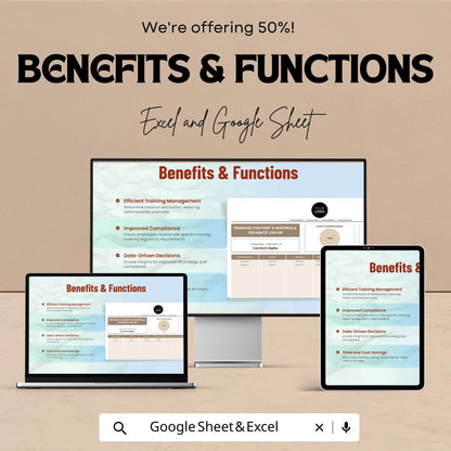 Training Content & Materials Issuance Log Sheet | HR Excel and Google Sheets Template for Employee Training Management |