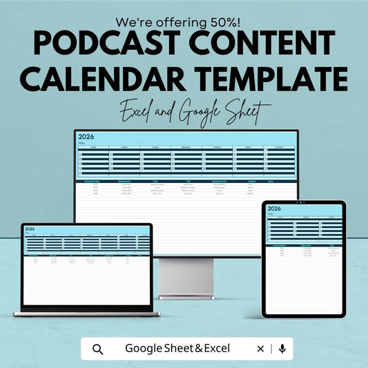 Podcast Content Calendar Template | Podcast Planner Spreadsheet | Episode Planning Sheet | Content Schedule Template