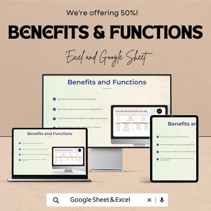 Salary Negotiation Log HR Template | Employee Compensation Tracker | HR Salary Log | Excel & Google Sheets Template