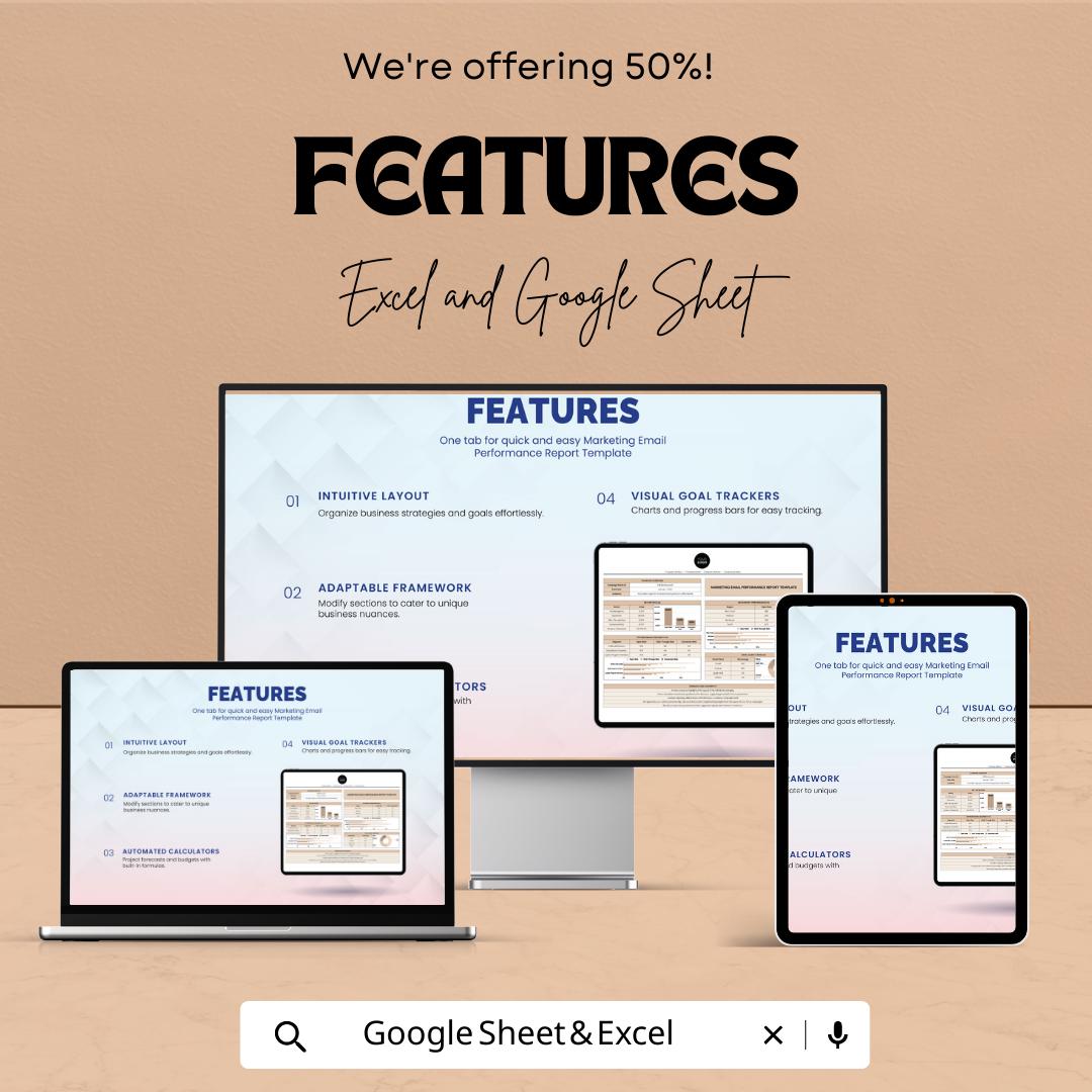 Marketing Email Report Template, Email Performance Tracker, Excel & Google Sheets Campaign Analytics Dashboard, Email Marketing Report