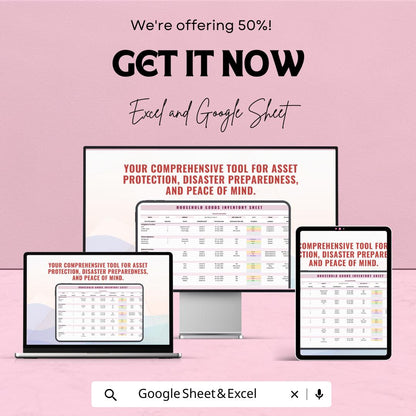 Household Goods Inventory Sheet - Track Your Belongings for Asset Protection, Disaster Preparedness, and Insurance Purposes - Google Sheet