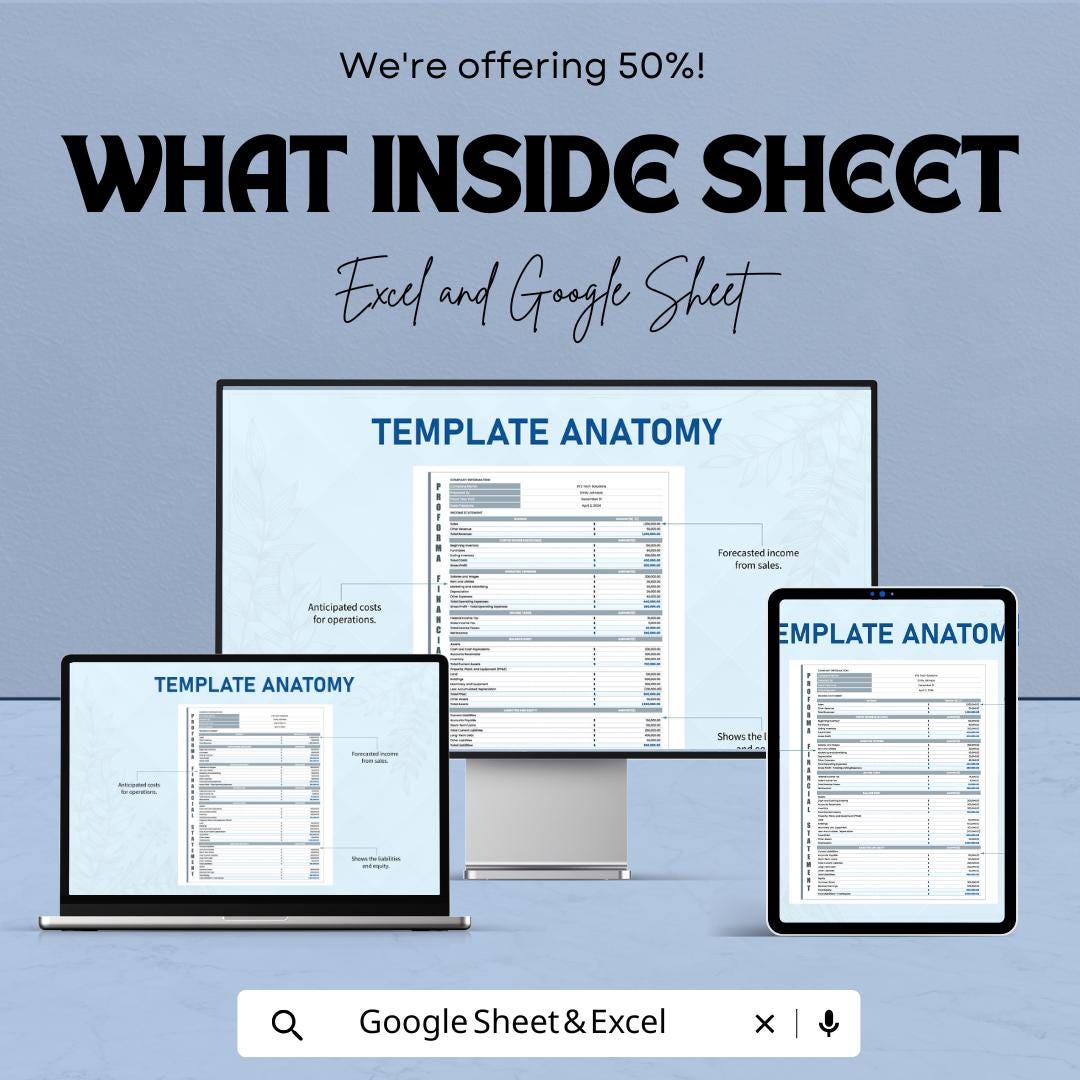 Proforma Financial Statement Template | Financial Projection Template | Business Finance Planner