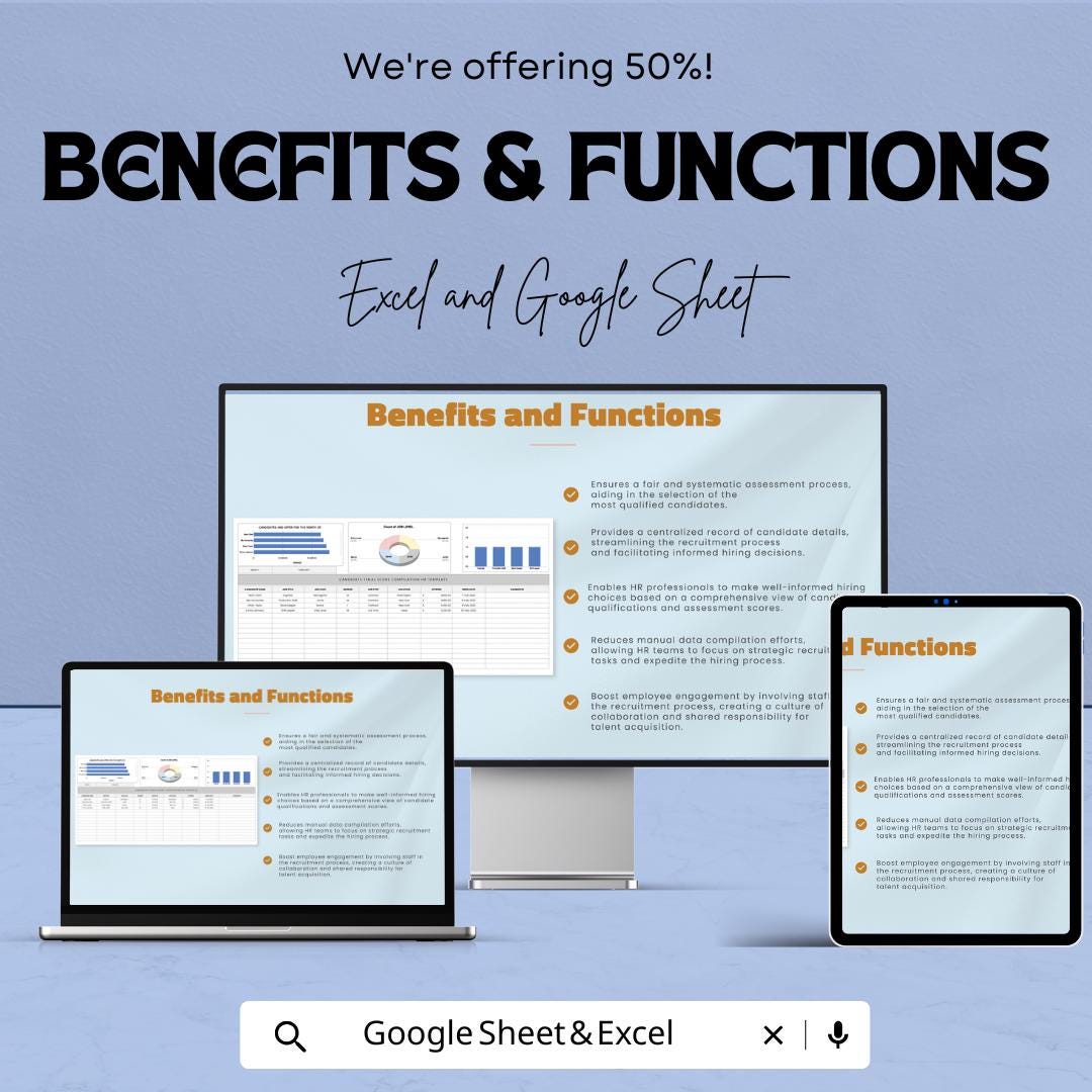 Candidate Final Score Compilation HR Template | Hiring Evaluation Spreadsheet | Candidate Scoring Dashboard | Excel & Google Sheets HR Tool