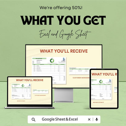 Moving Estimate Sheet - Excel and Google Sheets | Moving Cost Calculator | Moving Estimate Template | Household & Office Move | 50% OFF