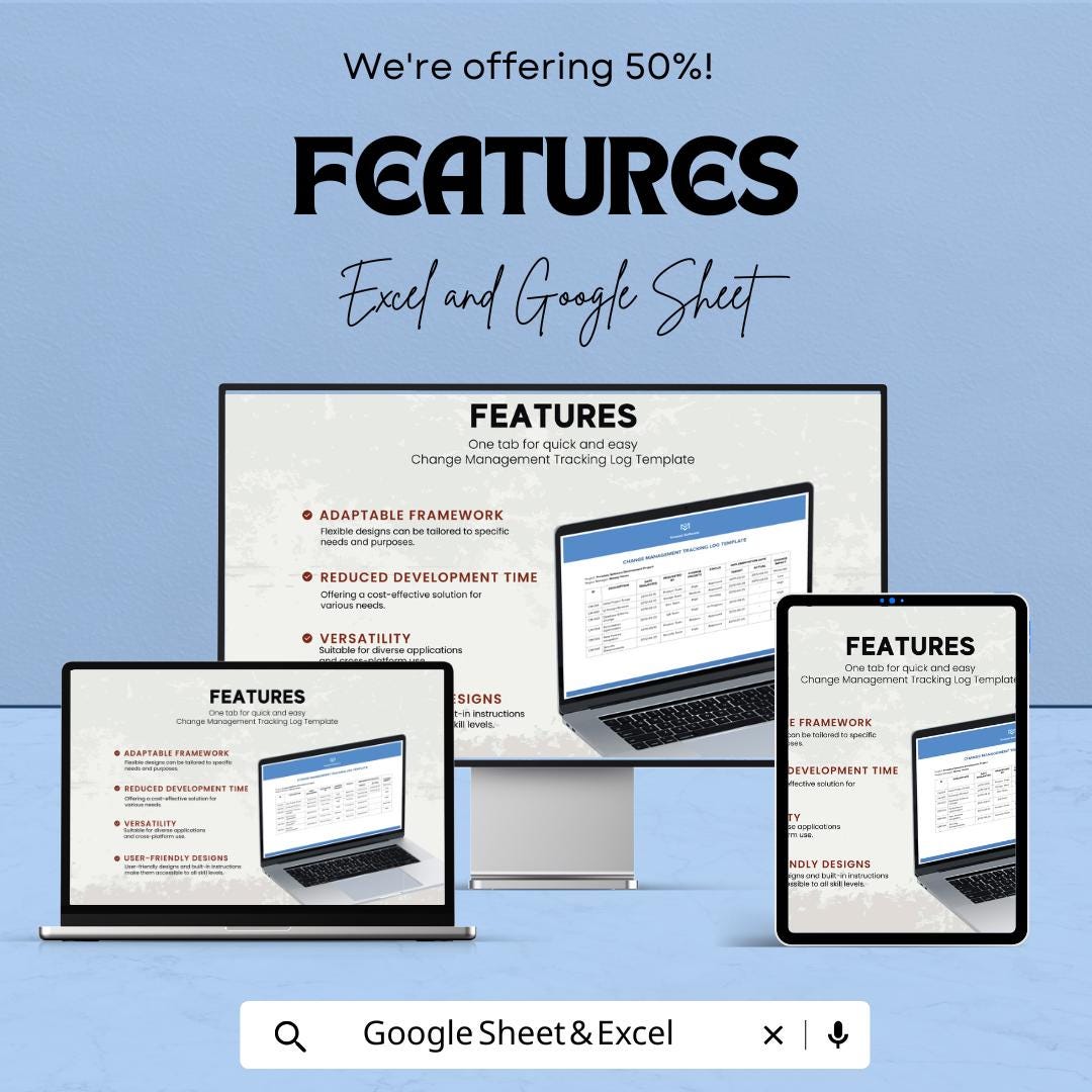 Change Management Log Template | Project Change Request & Milestone Tracker | Google Sheets and  Excel