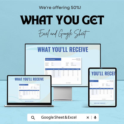 Employee Timesheet Template | Excel & Google Sheets | Time Tracker for Work Hours | Overtime Calculator | Instant Download