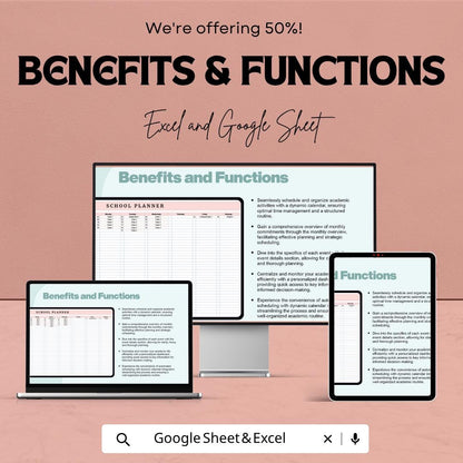 School Planner Template Excel and Google Sheets | Student Planner Spreadsheet | Weekly Class Schedule & Assignment Tracker |