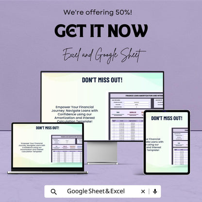 Loan Amortization Spreadsheet, Interest Calculation Template, Finance Loan Tracker, Payment Schedule Calculator, Excel Google Sheets
