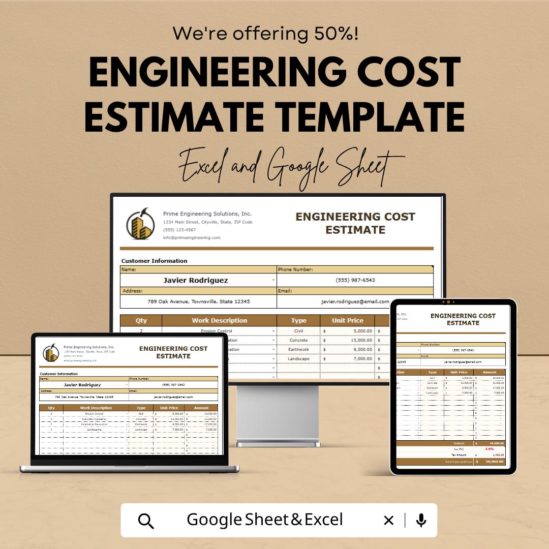 Engineering Cost Estimate Template | Excel & Sheets