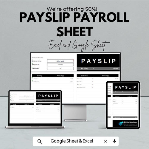 Payslip Payroll Sheet Template – Customizable Excel & Google Sheets for Employee Payslips
