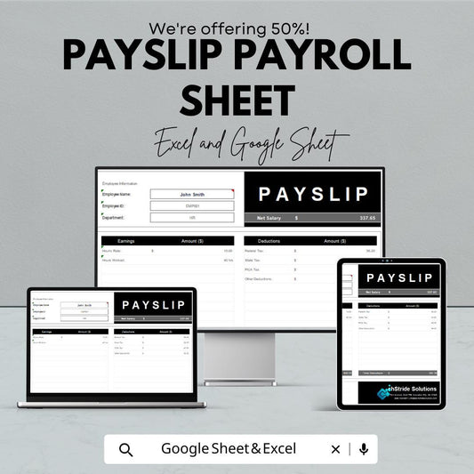 Payslip Payroll Sheet Template – Customizable Excel & Google Sheets for Employee Payslips