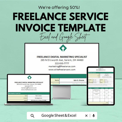 Freelance Service Invoice Template | Editable Business Invoice | Freelancer Billing Sheet | Printable Invoice Tracker