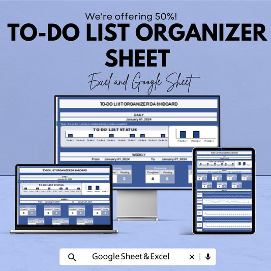 To-Do List Organizer Sheet | Daily and Weekly Planner | Task Management Template | Excel & Google Sheet | Printable To-Do List Planner