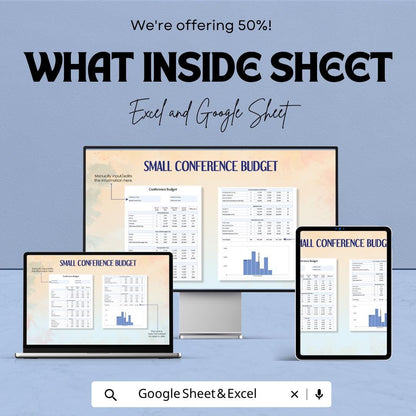 Small Conference Budget Template | Event Budget Spreadsheet | Conference Expense Tracker | Excel & Google Sheets | Event Planning Cost Sheet