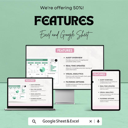 Safety Audit Tracking Dashboard | Google Sheet | Real-Time Audit Monitoring | Safety Compliance Tracker | Employee & Department Monitoring
