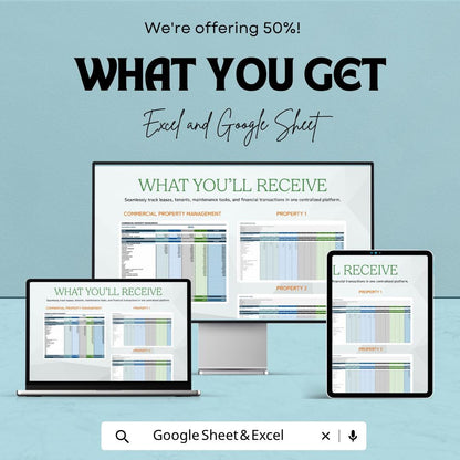 Commercial Property Management Template | Property Management Spreadsheet | Rental Income Tracker | Real Estate Management Sheet |