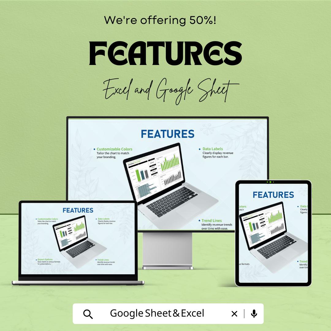 Revenue Bar Chart Template | Excel and Google Sheets | Track Sales & Analyze Revenue Trends