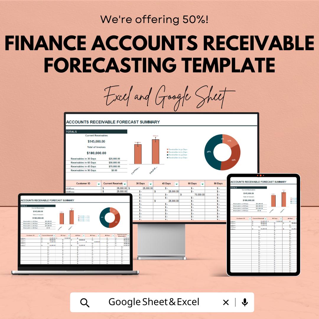 Finance Accounts Receivable Forecasting Template | Cash Flow Tracker | Accounts Receivable Excel Sheet | Business Finance Planner