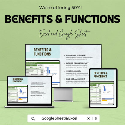 Nonprofit Cash Flow Projection Template, Nonprofit Budget Planner, Charity Finance Tracker, Donation Tracking sheet, Cash Flow Forecast