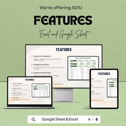 Sales Expense Budget Template | Sales Cost Management Tool | Budget Planning and Analysis Spreadsheet