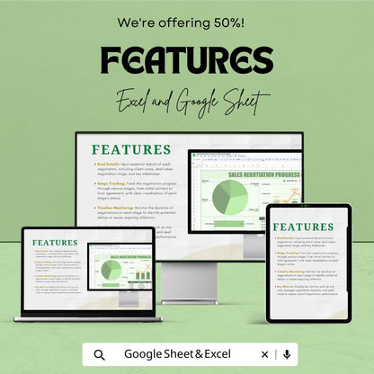 Sales Negotiation Progress Dashboard Template | Excel & Google Sheets Sales Tracker | Deal Pipeline and Performance Dashboard