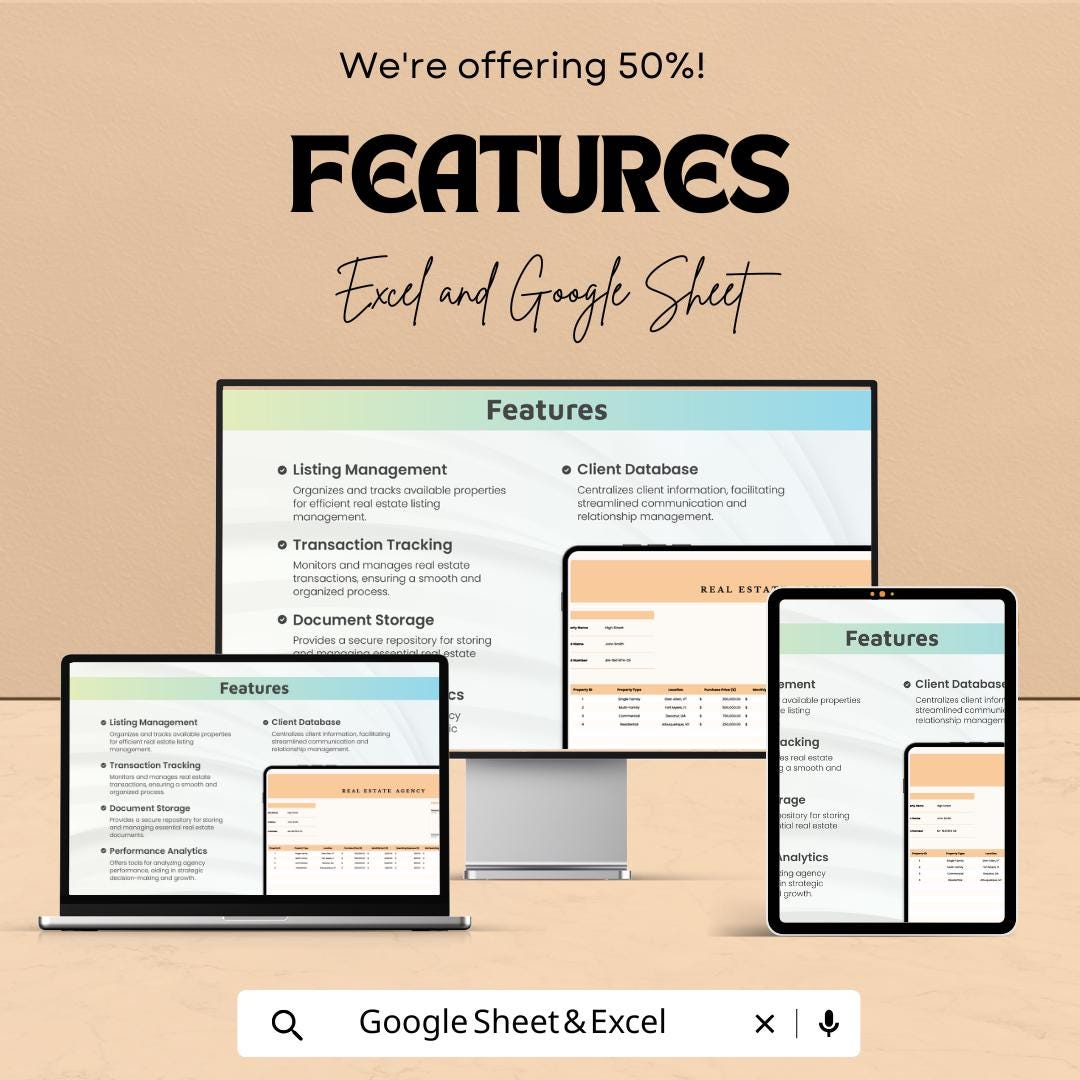 Real Estate Agency Template | Property Management Spreadsheet | Client & Listing Tracker | Real Estate CRM