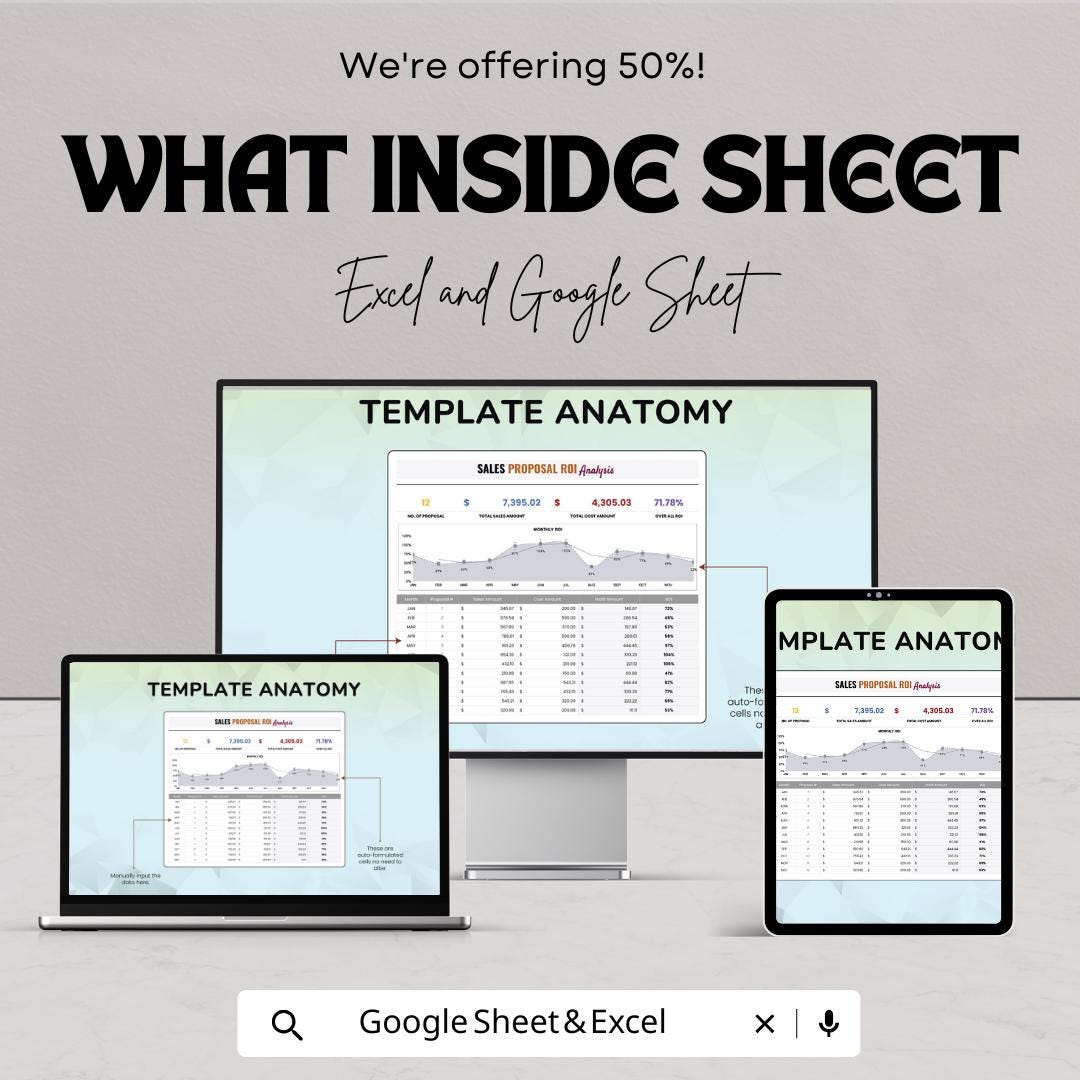 Sales Proposal ROI Analysis Template | ROI Tracker Dashboard | Sales Performance Report | Return on Investment Calculator